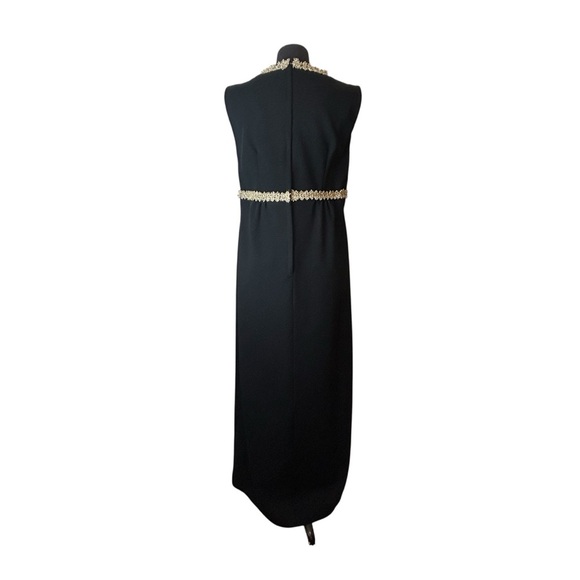 Vintage Sleeveless Maxi Dress Fortrel Polyester, Gold Tinsel Accent, 60s 70s XL` - Picture 4 of 15